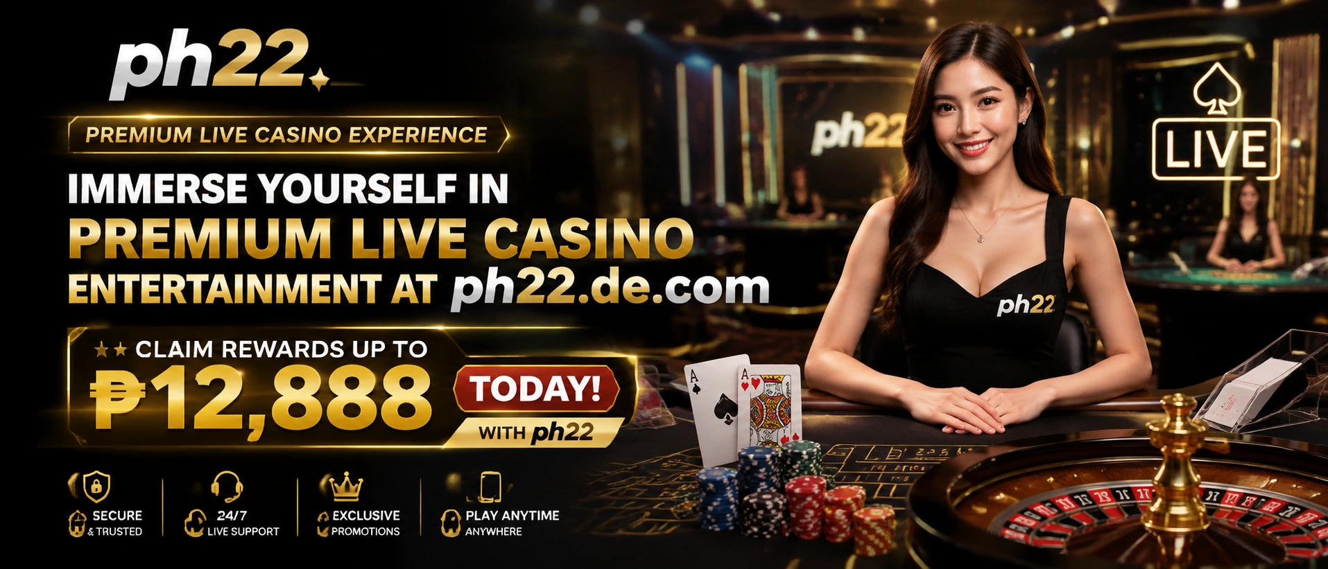 PH22 live casino mobile layout