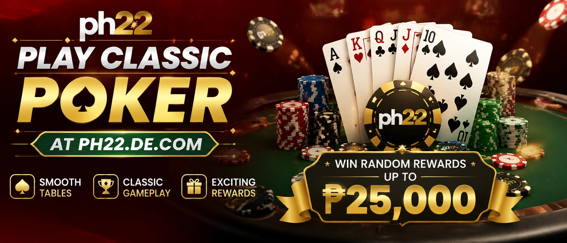 PH22 Poker lobby visual showing a clean poker interface